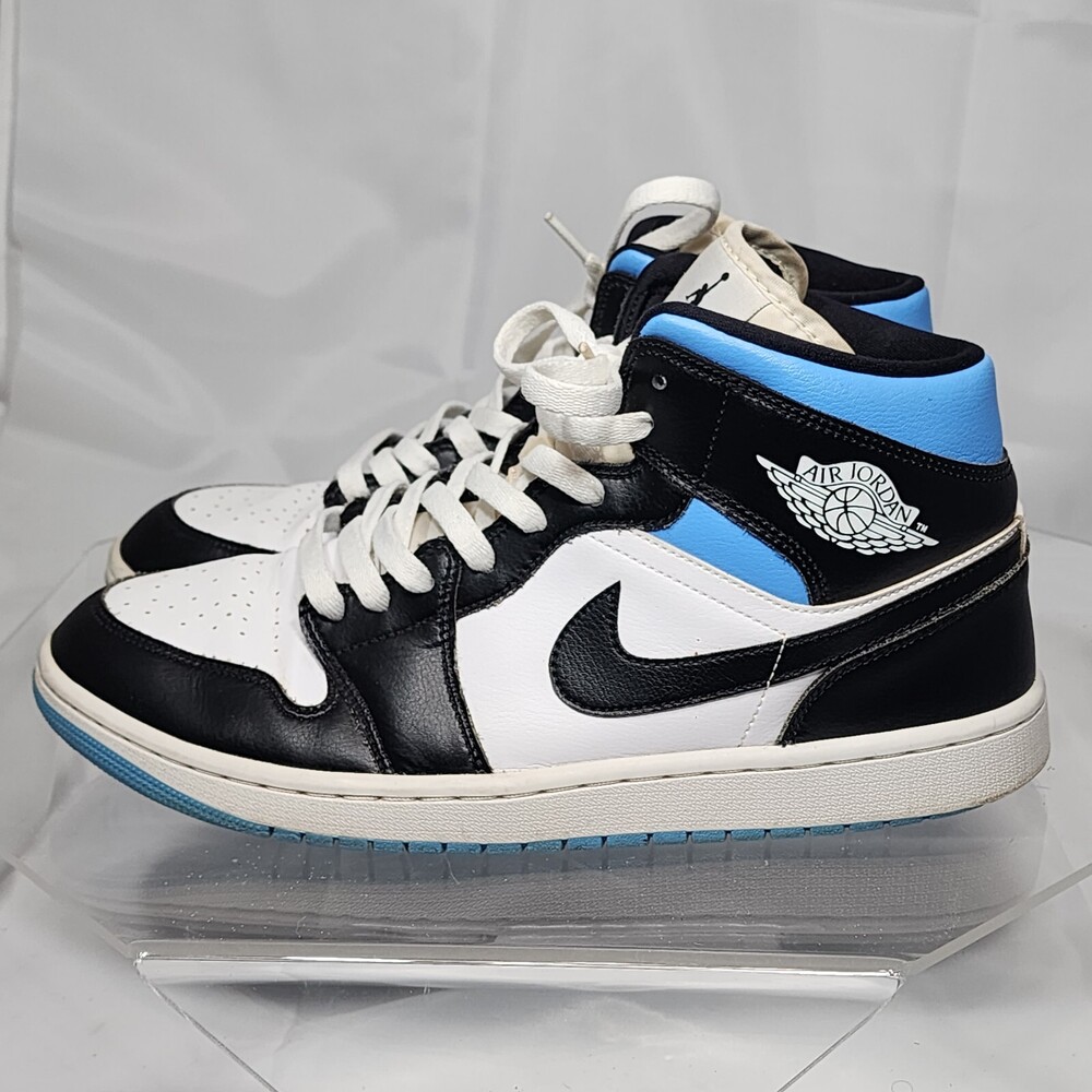 Nike Air Jordan 1 Mid University Blue UNC BQ6472-102 Women 12 Sneakers 2021 Worn